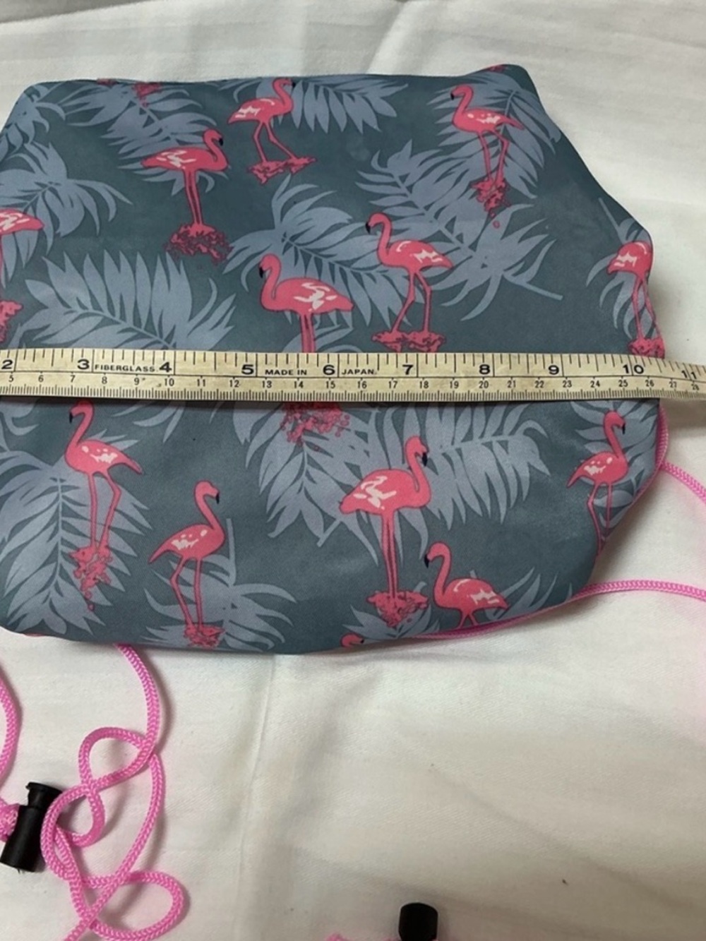 Flamingo Drawstring Makeup Pouch - Large - Picture 6 of 6